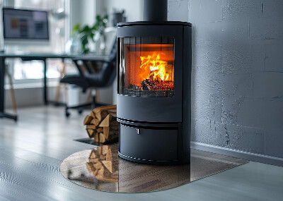 Polovičné oválne sklo pod kachle Drevený vzor v geometrickom usporiadaní