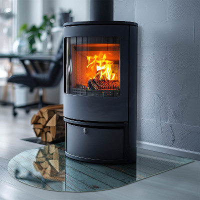 Polovičné oválne sklo pod kachle Rustikálne dosky v prírodnom štýle