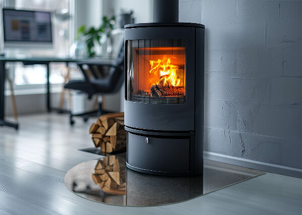 Polovičná oválna sklenená podložka pod krb Abstraktný vzor s rôznymi textúrami