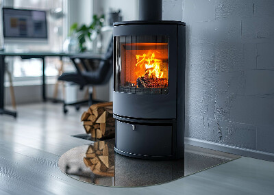 Polovičná oválna sklenená podložka pod krb Abstraktný vzor s rôznymi textúrami