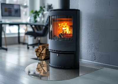 Polovičná oválna sklenená podložka pod krb Betónová textúra v surovom štýle