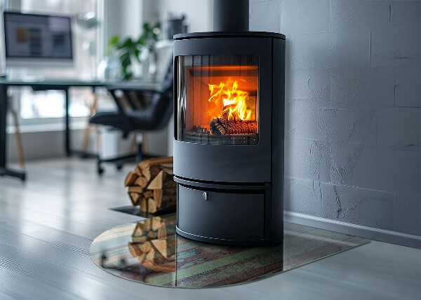 Polovičná oválna sklenená podložka pod krb Farby dosiek v rôznych tónoch