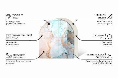 Polovičná oválna sklenená podložka pod krb Jemné vzory listov
