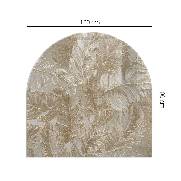 Polovičná oválna sklenená podložka pod krb Jemné vzory listov