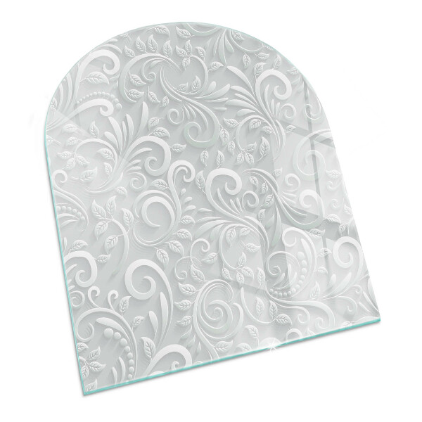 Polovičná oválna sklenená podložka pod krb Štýlový rastlinný motív