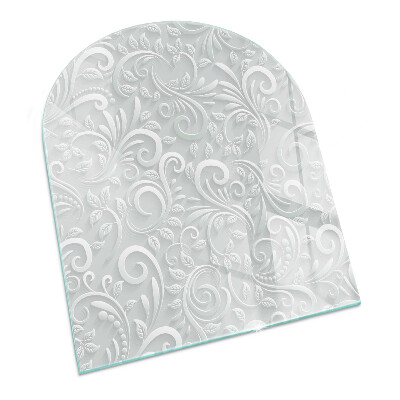 Polovičná oválna sklenená podložka pod krb Štýlový rastlinný motív