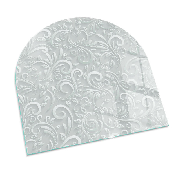 Polovičná oválna sklenená podložka pod krb Štýlový rastlinný motív