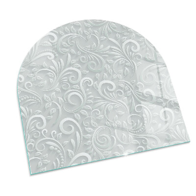 Polovičná oválna sklenená podložka pod krb Štýlový rastlinný motív