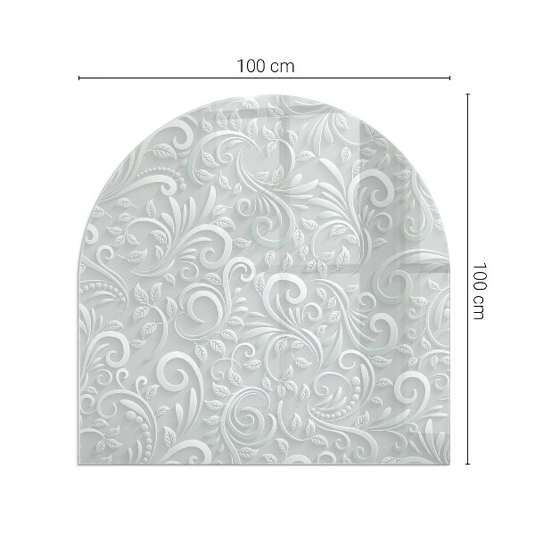 Polovičná oválna sklenená podložka pod krb Štýlový rastlinný motív