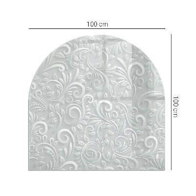 Polovičná oválna sklenená podložka pod krb Štýlový rastlinný motív