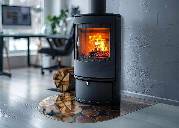 Polovičné oválne sklo pod kachle Krabica s dreveným rámom