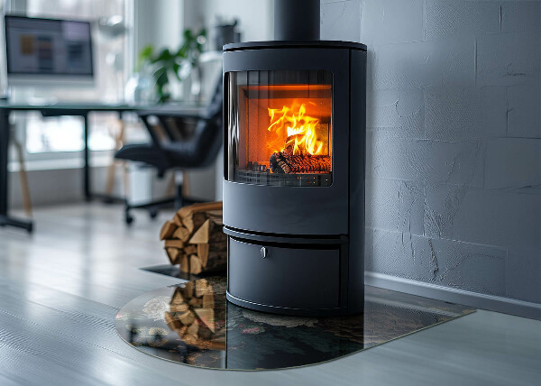 Polovičná oválna sklenená podložka pod krb Kvetinový motív s motýľmi