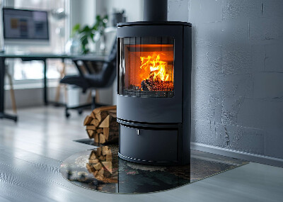 Polovičná oválna sklenená podložka pod krb Kvetinový motív s motýľmi