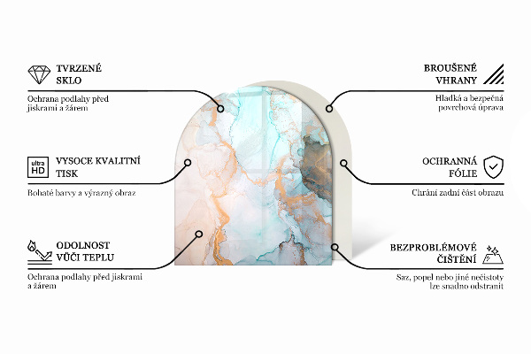 Oválna podložka pod krbové kachle Abstraktné vlnité a lineárne vzory