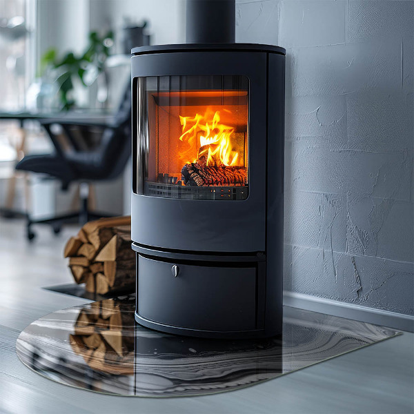 Oválna podložka pod krbové kachle Abstraktné vlnité a lineárne vzory