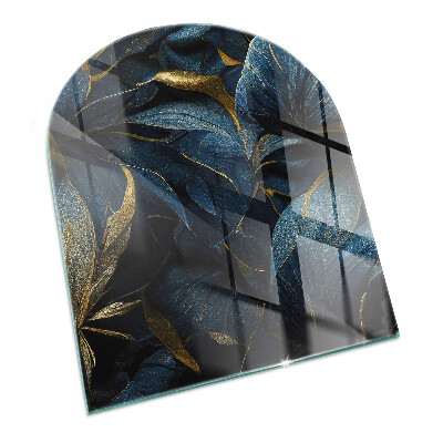 Polovičná oválna sklenená podložka pod krb Štýlové listy v štruktúre