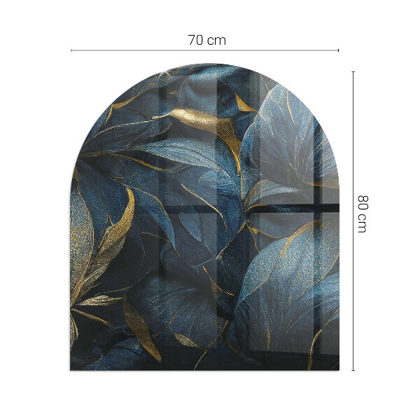 Polovičná oválna sklenená podložka pod krb Štýlové listy v štruktúre