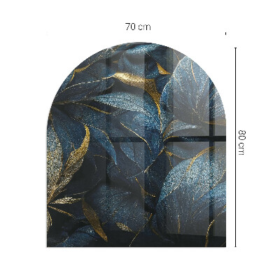 Polovičná oválna sklenená podložka pod krb Štýlové listy v štruktúre