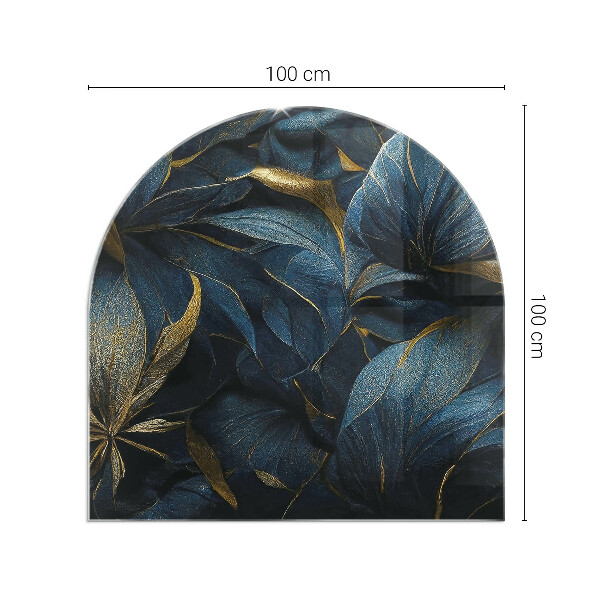 Polovičná oválna sklenená podložka pod krb Štýlové listy v štruktúre