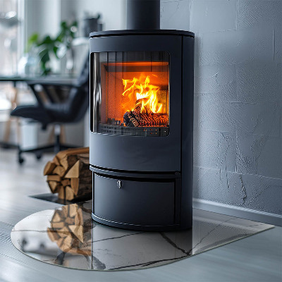 Polovičné oválne sklo pod kachle Mramorové žily v elegantnom štýle