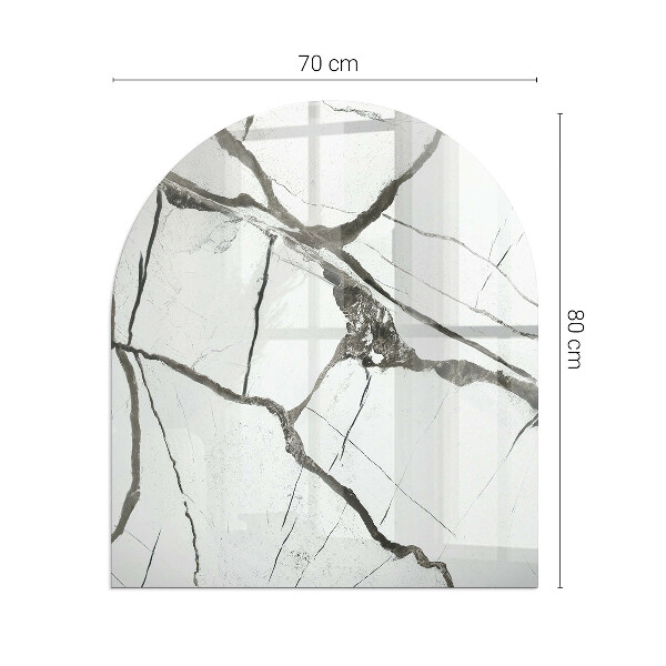 Polovičné oválne sklo pod kachle Mramorové žily v elegantnom štýle
