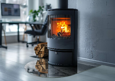 Polovičná oválna sklenená podložka pod krb Kamenný štýl v prírodnom prevedení