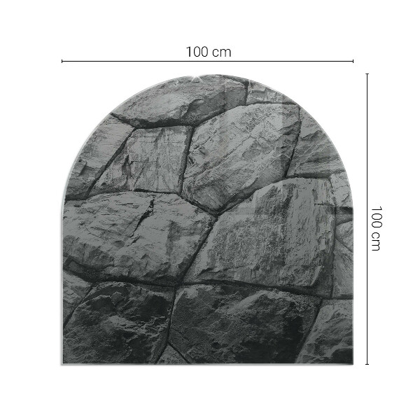 Polovičná oválna sklenená podložka pod krb Kamenný štýl v prírodnom prevedení
