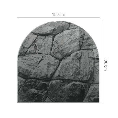 Polovičná oválna sklenená podložka pod krb Kamenný štýl v prírodnom prevedení