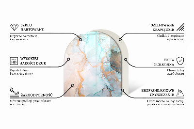 Polovičná oválna sklenená podložka pod krb Abstraktný mramorový motív