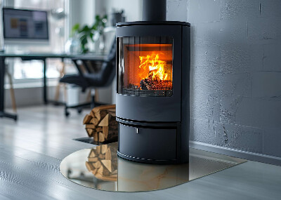 Polovičná oválna sklenená podložka pod krb Abstraktný mramorový motív