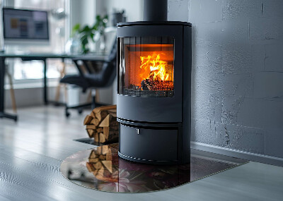 Oválna podložka pod krbové kachle Kvetinový detail v plnom kvete