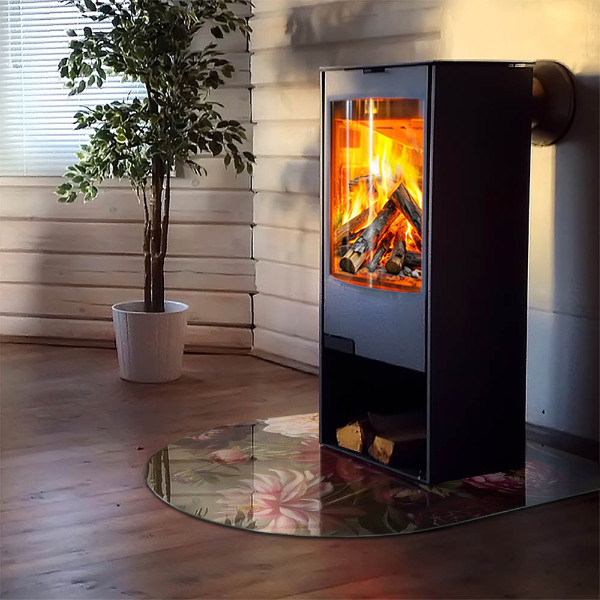 Oválna podložka pod krbové kachle Kvetinový detail v plnom kvete