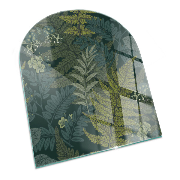 Polovičné oválne sklo pod kachle Rastlinné vzory s motýľmi