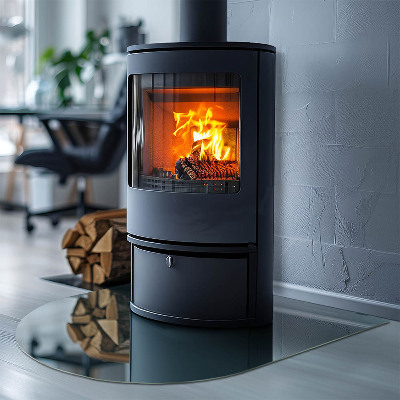 Polovičné oválne sklo pod kachle Farba mora