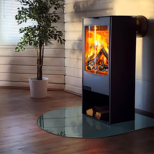 Polovičné oválne sklo pod kachle Farba mora