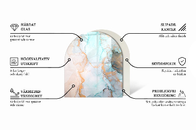Polovičná oválna sklenená podložka pod krb Olivová farba