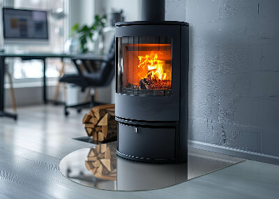 Polovičná oválna sklenená podložka pod krb Farba sivá