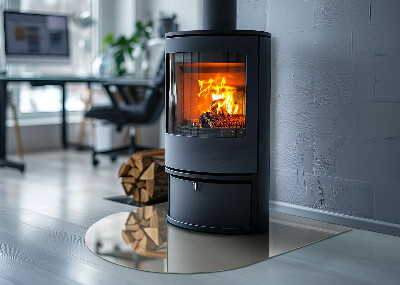 Polovičná oválna sklenená podložka pod krb Farba béžová