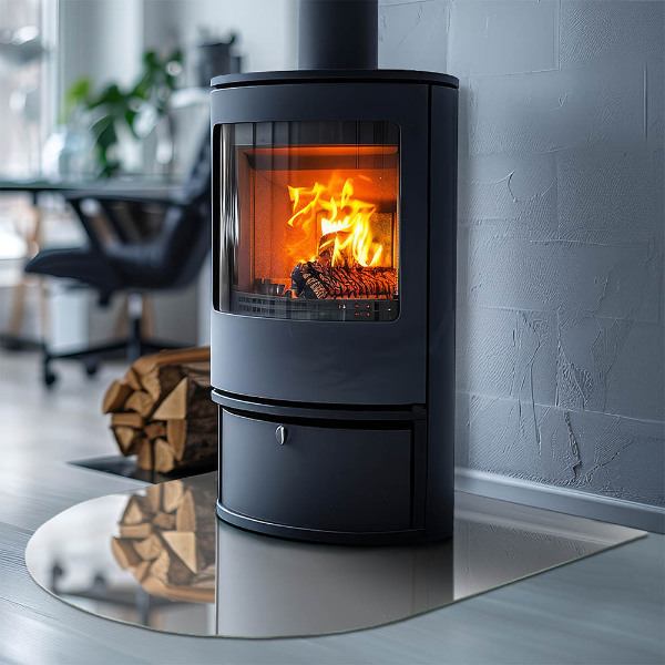 Polovičné oválne sklo pod kachle Slonovinová farba