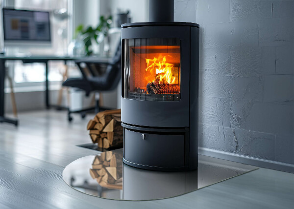 Polovičná oválna sklenená podložka pod krb Farba Biela