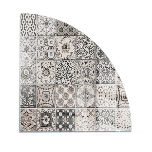 Rohová podložka pod krbové kachle Dekoratívne vzory s dlaždicami