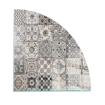 Rohová podložka pod krbové kachle Dekoratívne vzory s dlaždicami