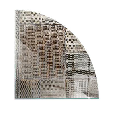 Rohová sklenená podložka pod krb Motív perforovanej ocele