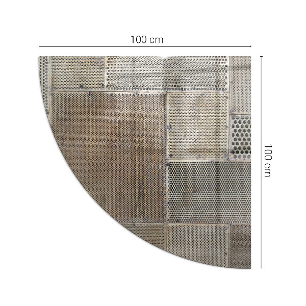 Rohová sklenená podložka pod krb Motív perforovanej ocele