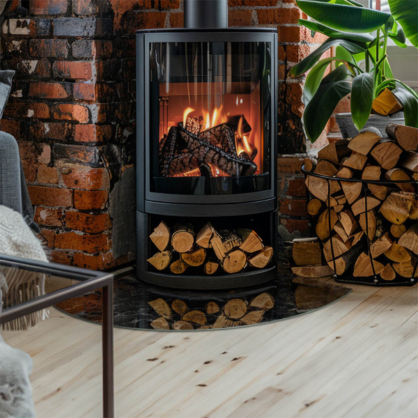 Rohová podložka pod krbové kachle Štýlový mramorový motív