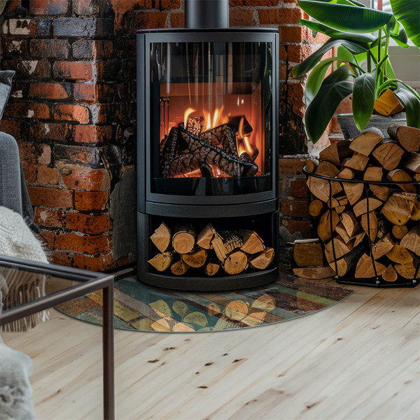 Rohová sklenená podložka pod krb Farby dosiek v rôznych tónoch