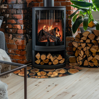 Sklo do rohu pod kachle Krabica s dreveným rámom