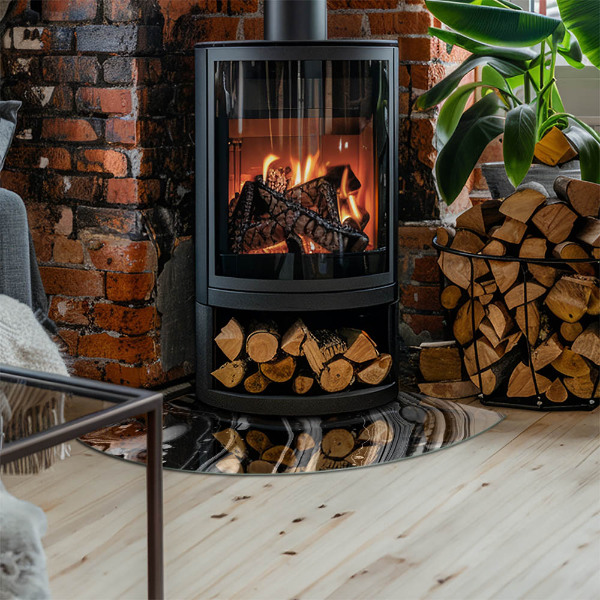 Rohová podložka pod krbové kachle Abstraktné vlnité a lineárne vzory