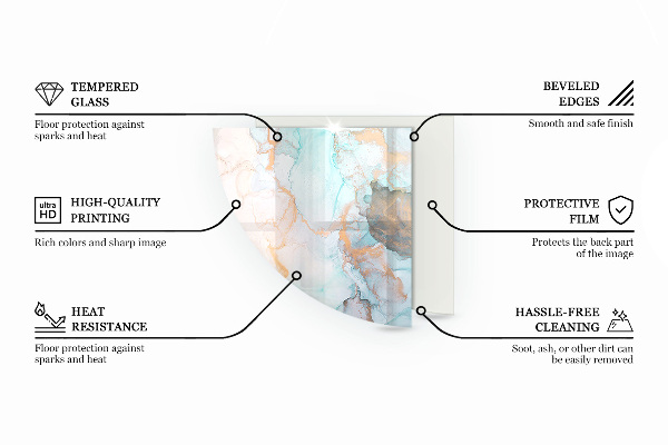 Rohová sklenená podložka pod krb Surový betón v minimalistickom štýle
