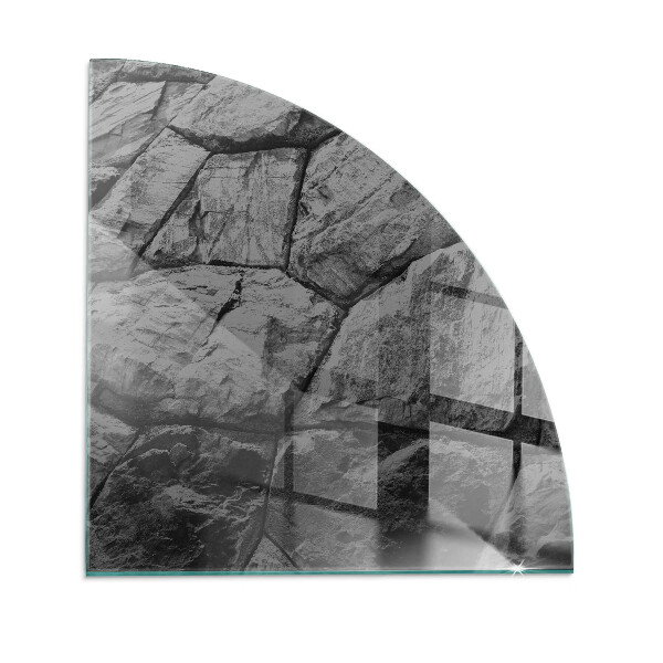 Rohová sklenená podložka pod krb Kamenný štýl v prírodnom prevedení